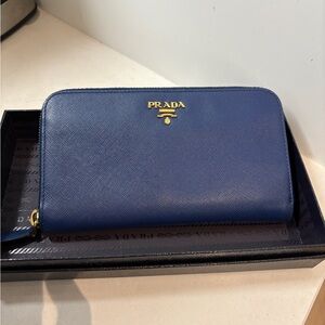 Authentic Prada Navy Saffiano Leather Wallet